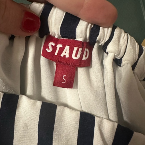 STAUD Luke Stripe Pants wide leg elastic waist nautical sailor preppy designer S - Picture 2 of 8